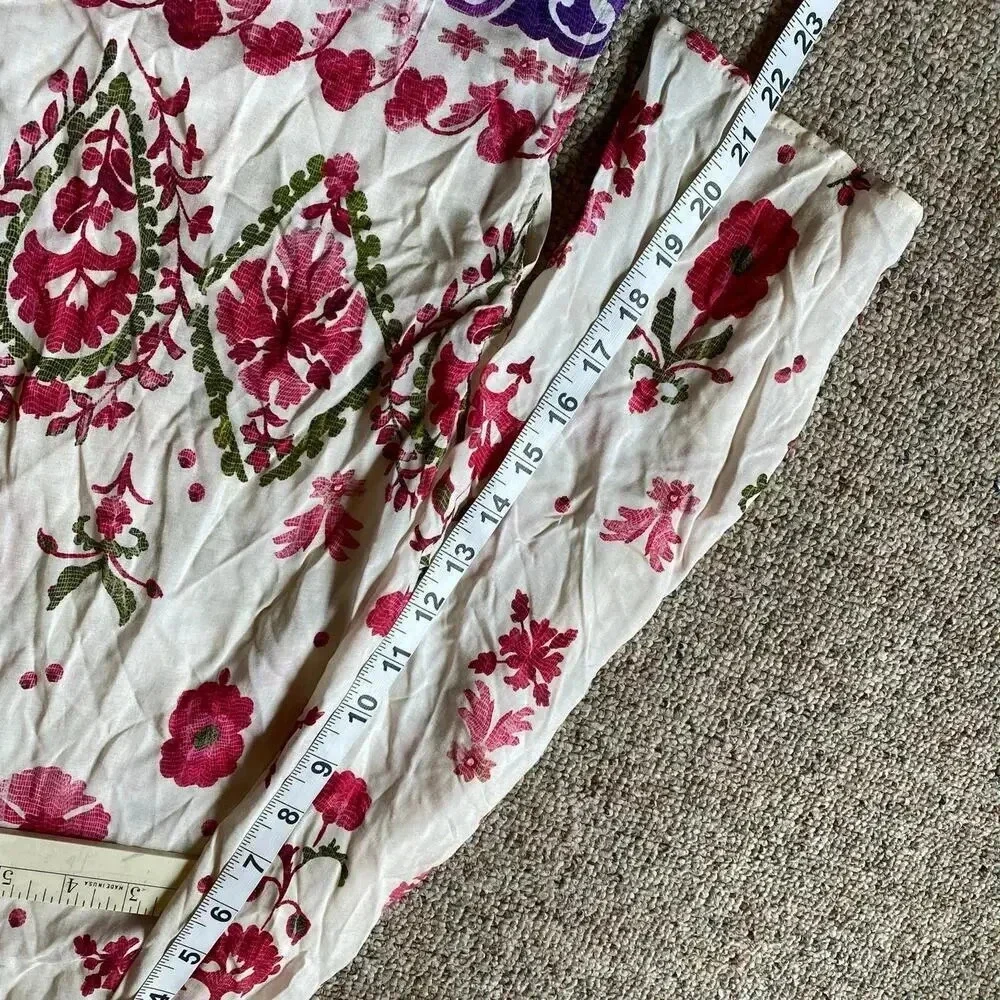 Zara Boho Floral Summer Beach Button Up Shirt Women Size XS
